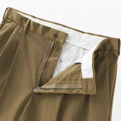 New Muji Pantalon Chino à pinces en coton stretch coupe wide homme