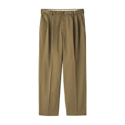 New Muji Pantalon Chino à pinces en coton stretch coupe wide homme