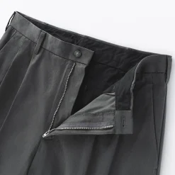 New Muji Pantalon Chino à pinces en coton stretch coupe wide homme
