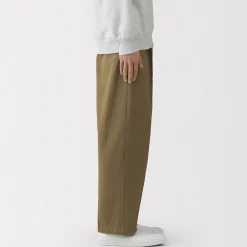 New Muji Pantalon Chino à pinces en coton stretch coupe wide homme