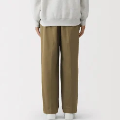 New Muji Pantalon Chino à pinces en coton stretch coupe wide homme