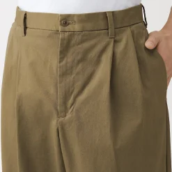 New Muji Pantalon Chino à pinces en coton stretch coupe wide homme