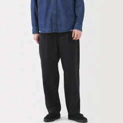 Muji Pantalon Chino à pinces en coton stretch coupe wide homme