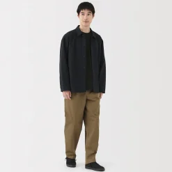 Muji Pantalon Chino à pinces en coton stretch coupe wide homme