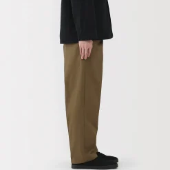 Muji Pantalon Chino à pinces en coton stretch coupe wide homme