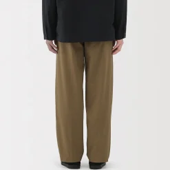 Muji Pantalon Chino à pinces en coton stretch coupe wide homme