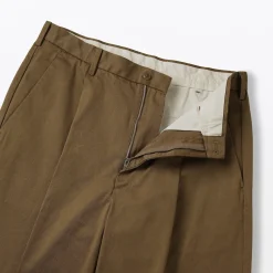 Muji Pantalon Chino à pinces en coton stretch coupe wide homme