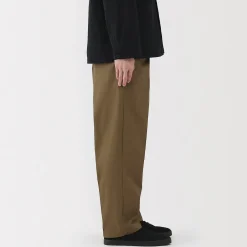 Muji Pantalon Chino à pinces en coton stretch coupe wide homme