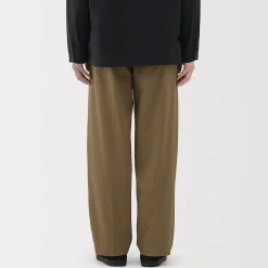 Muji Pantalon Chino à pinces en coton stretch coupe wide homme