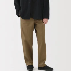 Muji Pantalon Chino à pinces en coton stretch coupe wide homme