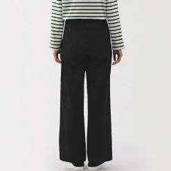 New Muji Pantalon chino long à pinces en coton coupe large pour femme