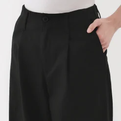 New Muji Pantalon chino long à pinces en coton coupe large pour femme