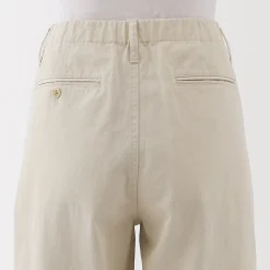 New Muji Pantalon chino long à pinces en coton coupe large pour femme