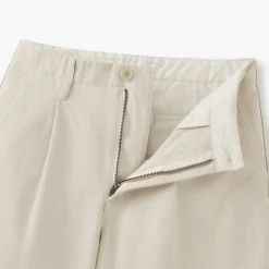 New Muji Pantalon chino long à pinces en coton coupe large pour femme