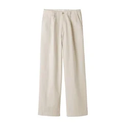 New Muji Pantalon chino long à pinces en coton coupe large pour femme