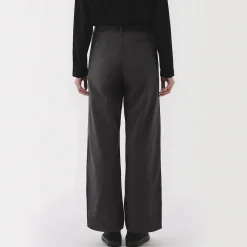 New Muji Pantalon chino long à pinces en coton coupe large pour femme