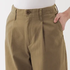 New Muji Pantalon chino long à pinces en coton coupe large pour femme