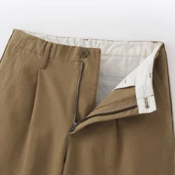 New Muji Pantalon chino long à pinces en coton coupe large pour femme