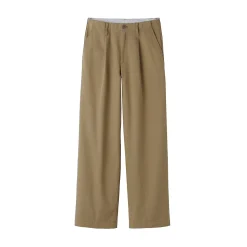 New Muji Pantalon chino long à pinces en coton coupe large pour femme