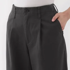 New Muji Pantalon chino long à pinces en coton coupe large pour femme