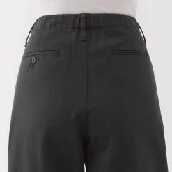 New Muji Pantalon chino long à pinces en coton coupe large pour femme