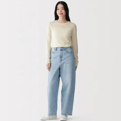 Outlet Muji Pantalon coupe cocon en denim et kapok mélangé pour femme