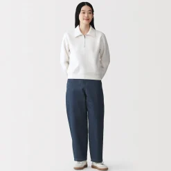 Outlet Muji Pantalon coupe cocon en denim et kapok mélangé pour femme