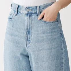 Outlet Muji Pantalon coupe cocon en denim et kapok mélangé pour femme