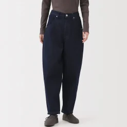 Muji Pantalon coupe cocon en denim et kapok mélangé pour femme