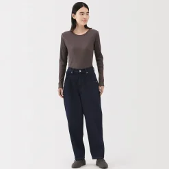 Muji Pantalon coupe cocon en denim et kapok mélangé pour femme