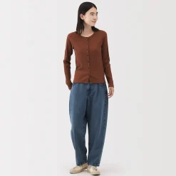 Muji Pantalon coupe cocon en denim et kapok mélangé pour femme