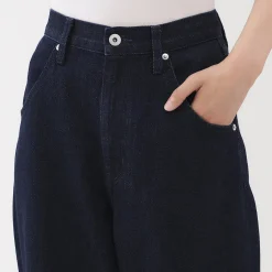 Muji Pantalon coupe cocon en denim et kapok mélangé pour femme