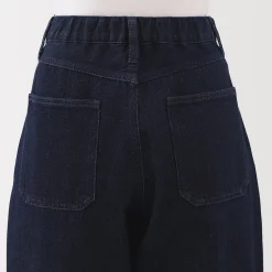 Muji Pantalon coupe cocon en denim et kapok mélangé pour femme