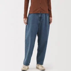 Muji Pantalon coupe cocon en denim et kapok mélangé pour femme