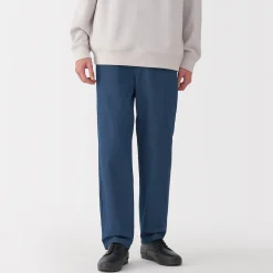 Discount Muji Pantalon coupe confortable en denim lavé pour homme ‐ Indigo