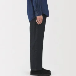 Discount Muji Pantalon coupe confortable en denim lavé pour homme ‐ Indigo