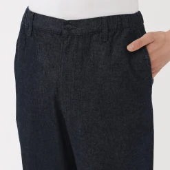 Discount Muji Pantalon coupe confortable en denim lavé pour homme ‐ Indigo