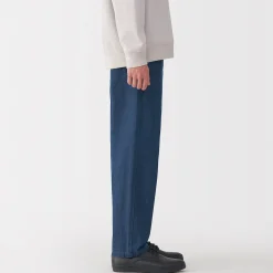 Discount Muji Pantalon coupe confortable en denim lavé pour homme ‐ Indigo