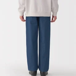 Discount Muji Pantalon coupe confortable en denim lavé pour homme ‐ Indigo