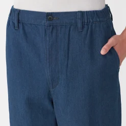 Discount Muji Pantalon coupe confortable en denim lavé pour homme ‐ Indigo