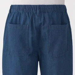Discount Muji Pantalon coupe confortable en denim lavé pour homme ‐ Indigo