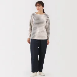 Hot Muji Pantalon coupe confortable en denim de coton pour femme