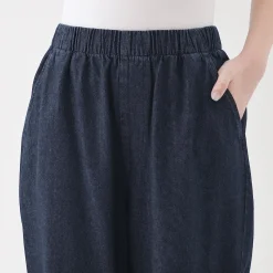 Hot Muji Pantalon coupe confortable en denim de coton pour femme