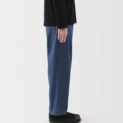 Hot Muji Pantalon coupe confortable en denim de coton pour femme