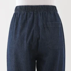Hot Muji Pantalon coupe confortable en denim de coton pour femme