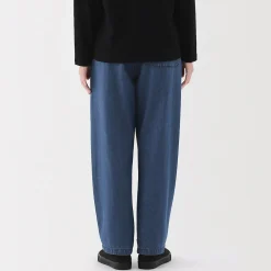 Hot Muji Pantalon coupe confortable en denim de coton pour femme