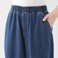 Hot Muji Pantalon coupe confortable en denim de coton pour femme