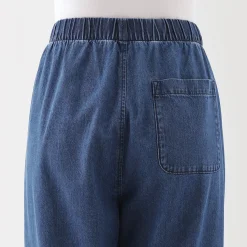 Hot Muji Pantalon coupe confortable en denim de coton pour femme