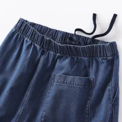 Hot Muji Pantalon coupe confortable en denim de coton pour femme