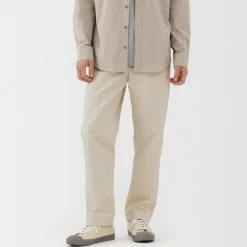 Muji Pantalon coupe confortable en denim lavé pour homme ‐ Naturel Blanc Brut